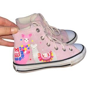 Converse Girl's Llama Purple Pink Hi Top Sneakers-Size 12.5 Junior